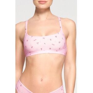 SKIMS Fits Everybody Scoop Pink Cherry Print Bralette